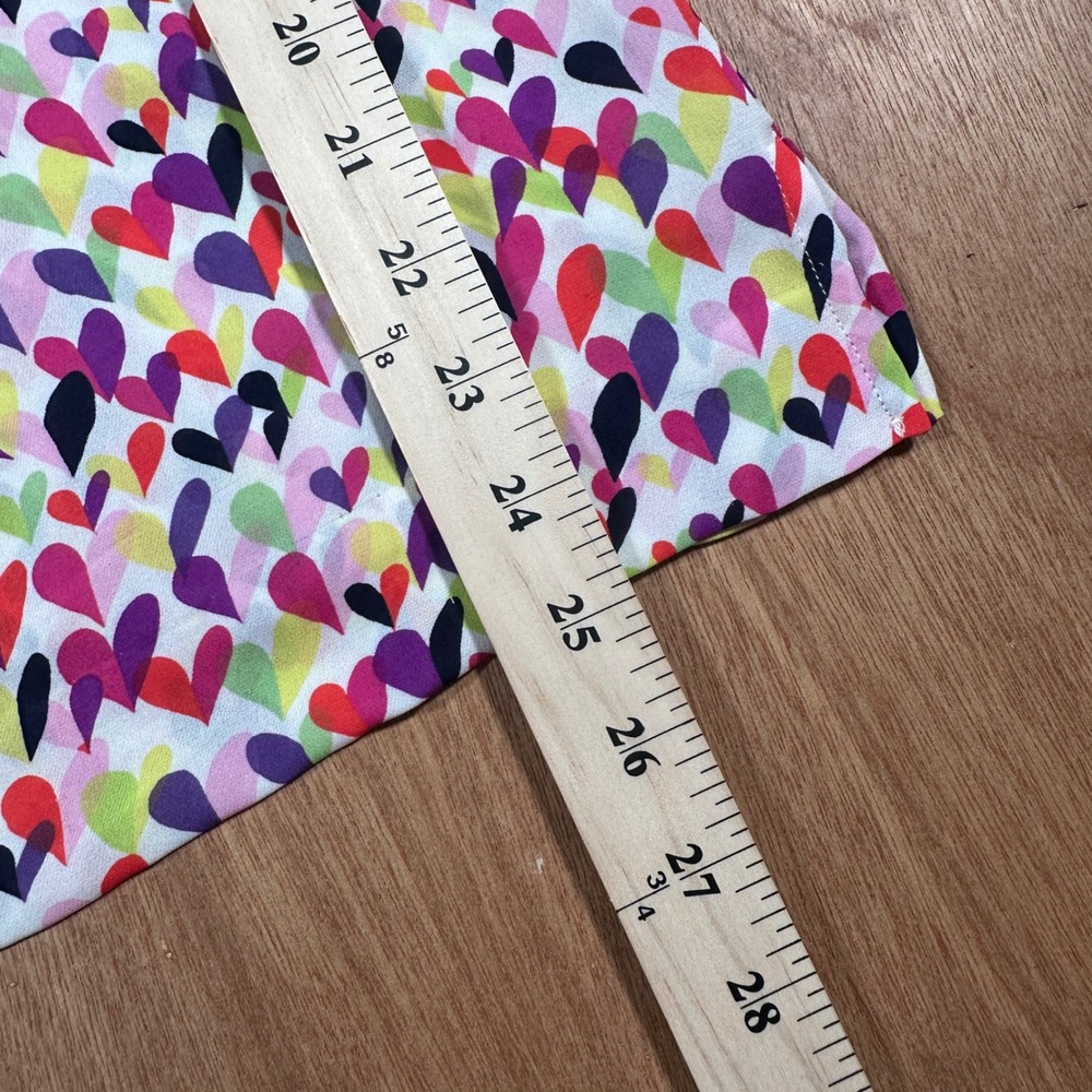 Kate Spade New York 100% Silk Heart Print Tie Waist Blouse Women's Small - Picture 5 of 9